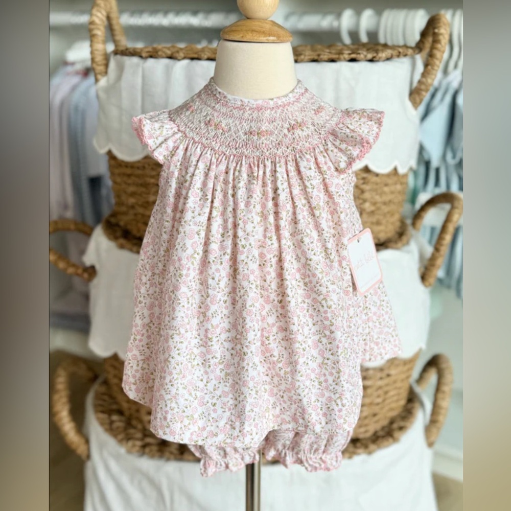 Pink Floral Smocked Romper - Kids Jumpsuit